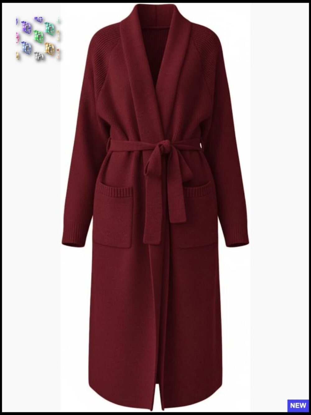 Oversized Chunky Cardigan Open Front Duster Length Knit Sweater Belted Casual